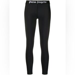 Palm Angels Black Logo Waistband Leggings